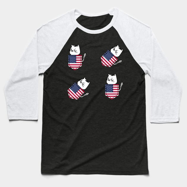 Patriotic Pocket Pussy - Cat Lover -  American Patriot Baseball T-Shirt by PosterpartyCo